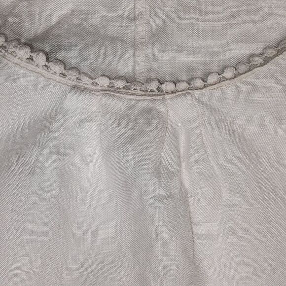 Alessia Pacini Top White Linen Made in Italy Minimalist Lace Cap Sleeve Small - Picture 5 of 12